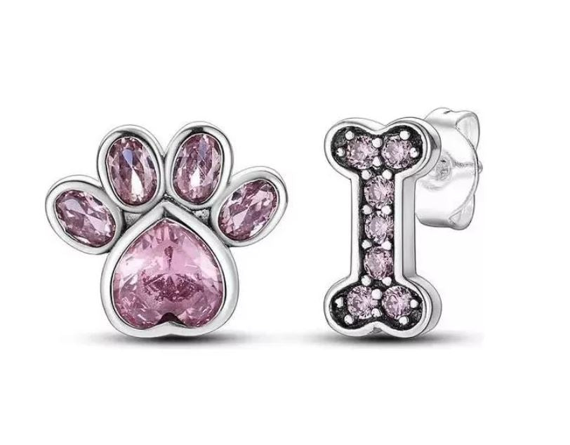 Aretes Plata S925 Perro Hueso