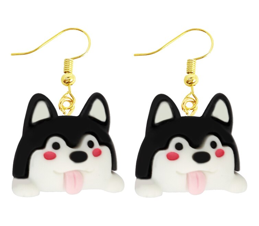 Aretes Resina Perro Husky