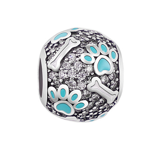 Charm Plata S925 Esfera Huella Perro