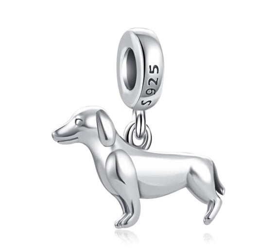 Charm Plata S925 Perro Salchicha