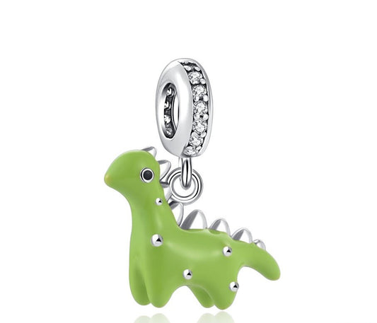 Charm Plata S925 Dinosaurio Verde