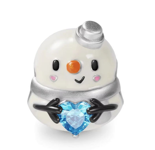 Charm Plata S925 Muñeco Nieve Navidad