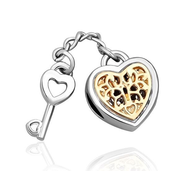 Charm Plata S925 Corazón Llave