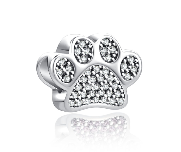 Charm Plata S925 Huella Perro Varios Colores