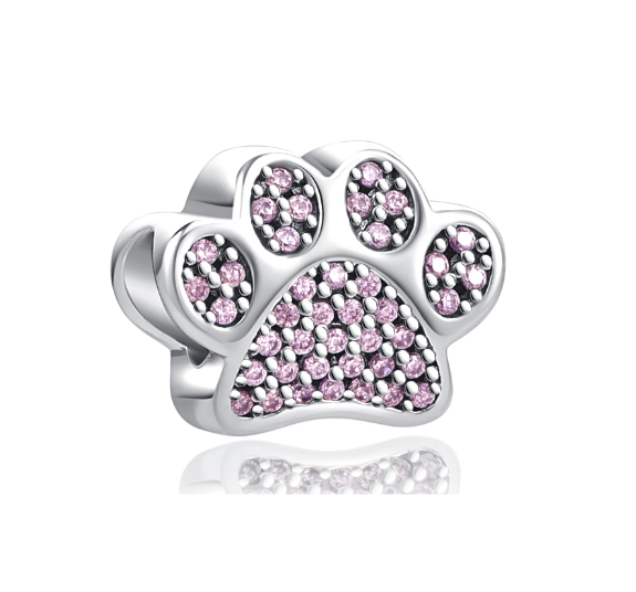 Charm Plata S925 Huella Perro Varios Colores