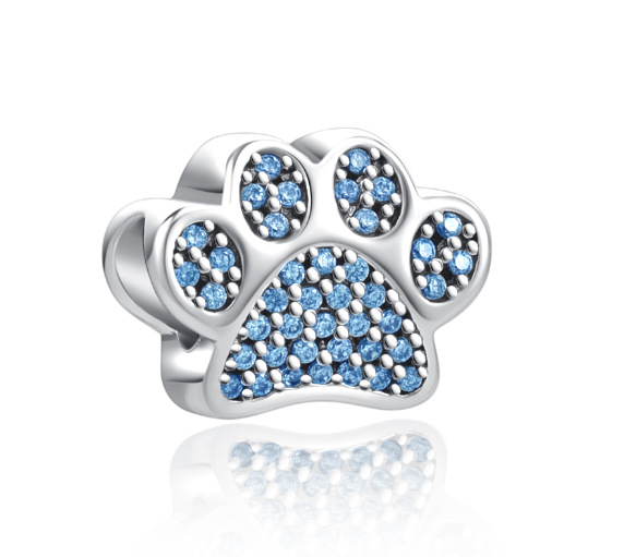 Charm Plata S925 Huella Perro Varios Colores