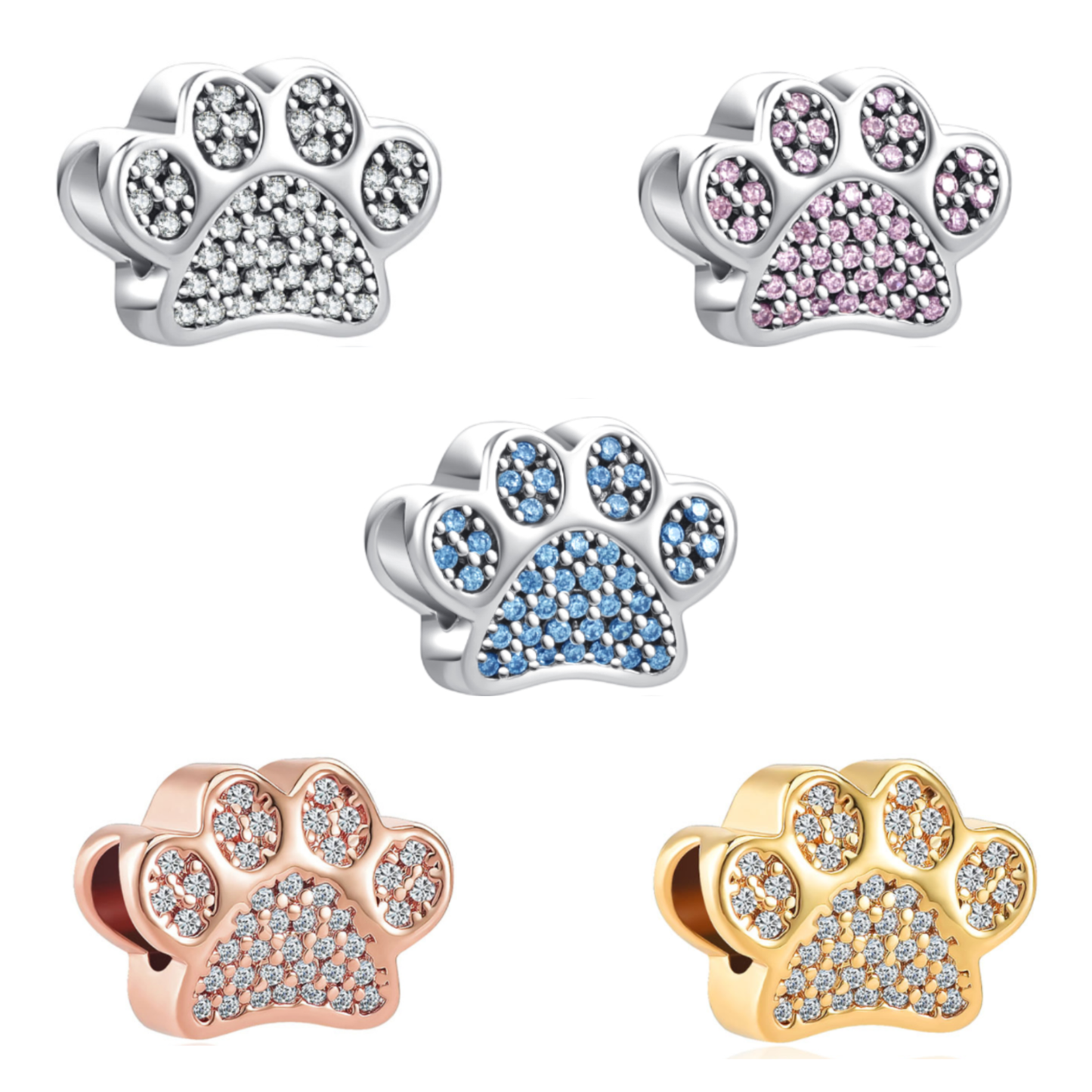 Charm Plata S925 Huella Perro Varios Colores