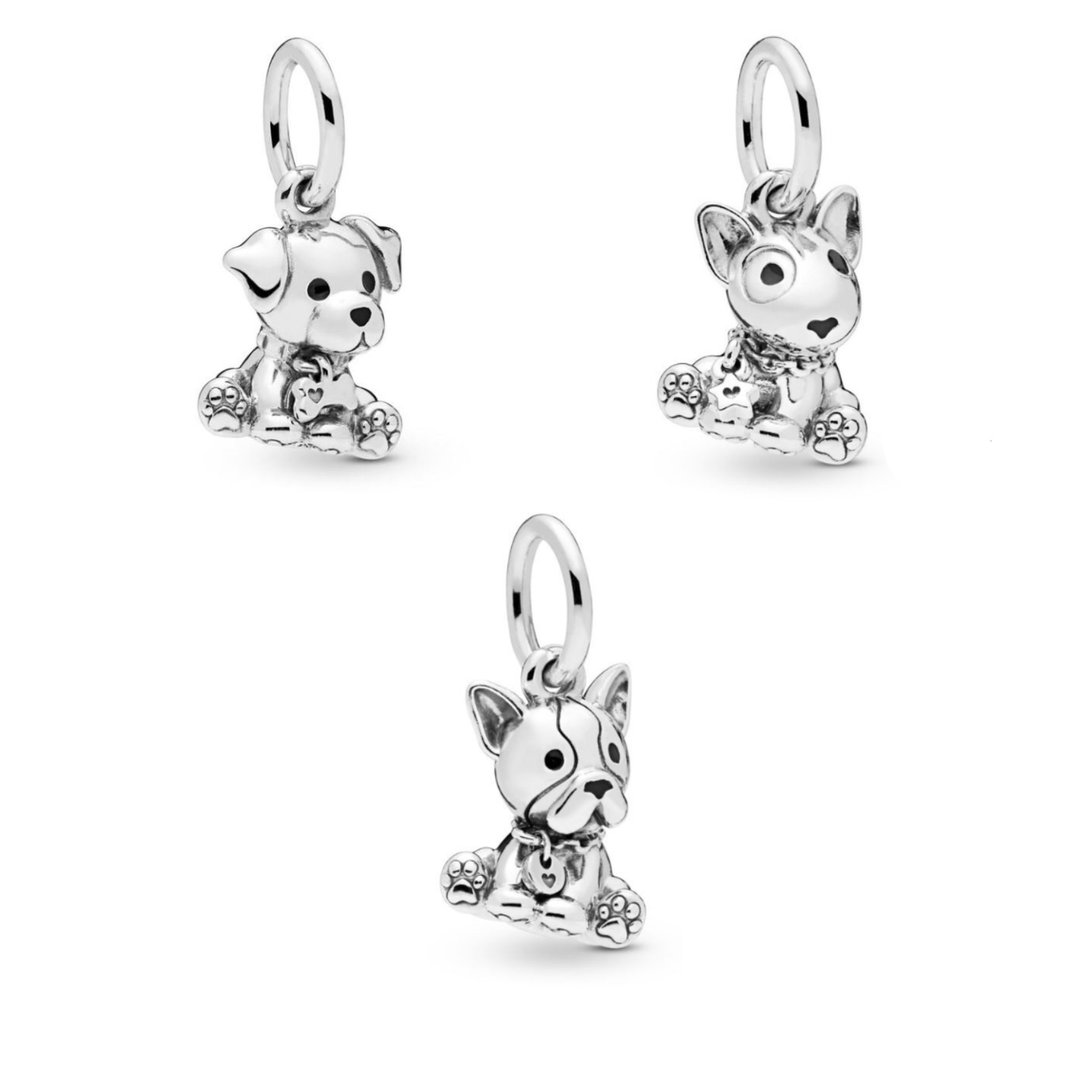 Charm Plata S925 Perro Raza Sentados